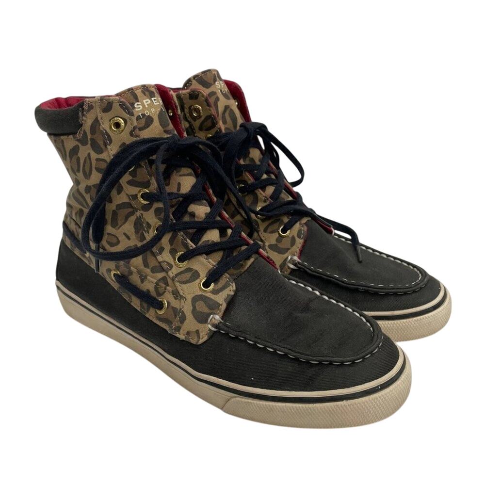 Sperry Top Sider Cheetah Print Hi-Top Shoes Size 8M